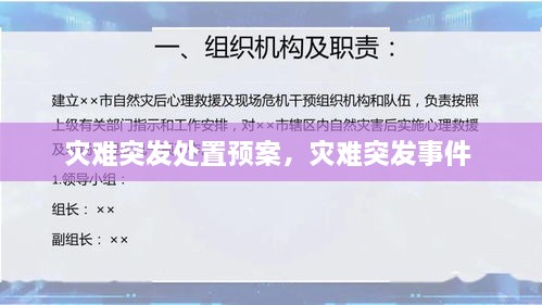 災(zāi)難突發(fā)處置預(yù)案，災(zāi)難突發(fā)事件 