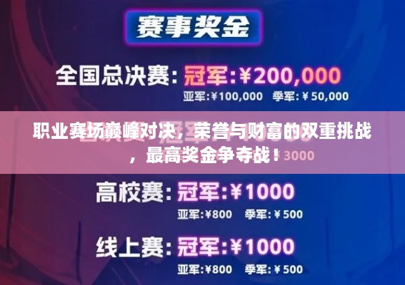 職業(yè)賽場巔峰對決，榮譽與財富的雙重挑戰(zhàn)，最高獎金爭奪戰(zhàn)！