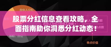 股票分紅信息查看攻略，全面指南助你洞悉分紅動(dòng)態(tài)！