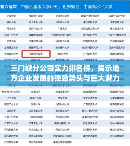 三門峽分公司實(shí)力排名榜，揭示地方企業(yè)發(fā)展的強(qiáng)勁勢(shì)頭與巨大潛力