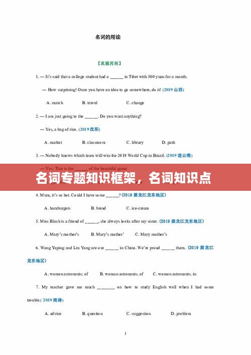 名詞專題知識框架，名詞知識點(diǎn) 