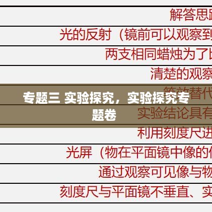 專題三 實(shí)驗(yàn)探究，實(shí)驗(yàn)探究專題卷 