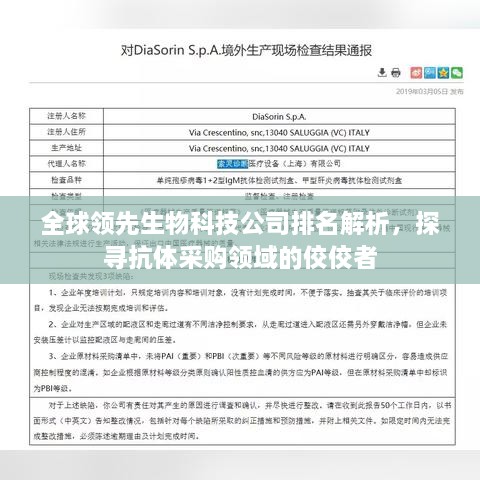 全球領(lǐng)先生物科技公司排名解析，探尋抗體采購領(lǐng)域的佼佼者