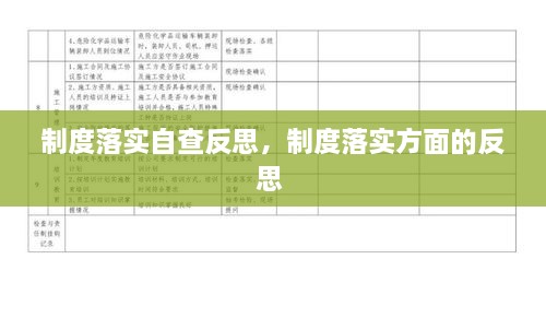 制度落實自查反思，制度落實方面的反思 