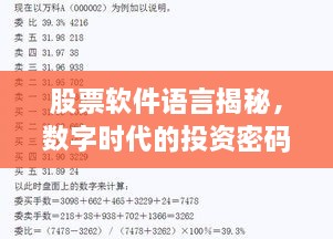 股票軟件語(yǔ)言揭秘，數(shù)字時(shí)代的投資密碼解讀
