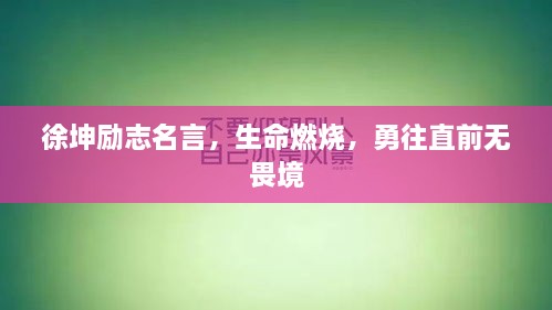 徐坤勵(lì)志名言，生命燃燒，勇往直前無畏境