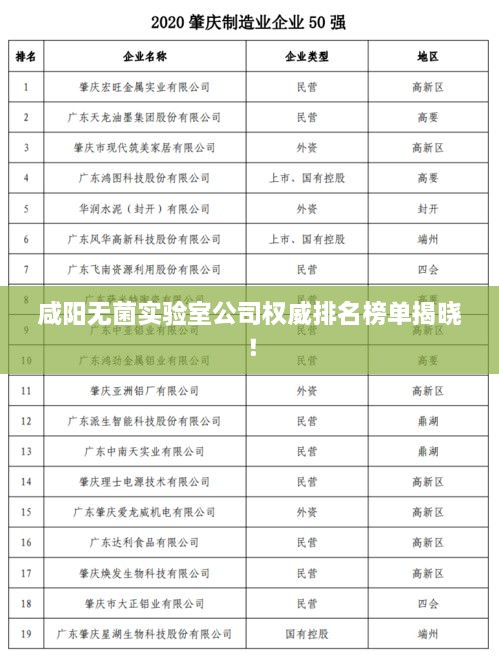 咸陽無菌實(shí)驗(yàn)室公司權(quán)威排名榜單揭曉！