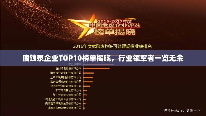 腐蝕泵企業(yè)TOP10榜單揭曉，行業(yè)領(lǐng)軍者一覽無(wú)余