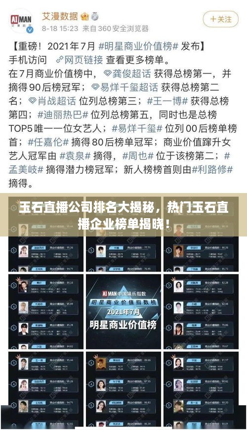 玉石直播公司排名大揭秘，熱門玉石直播企業(yè)榜單揭曉！