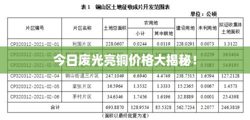 今日廢光亮銅價格大揭秘！