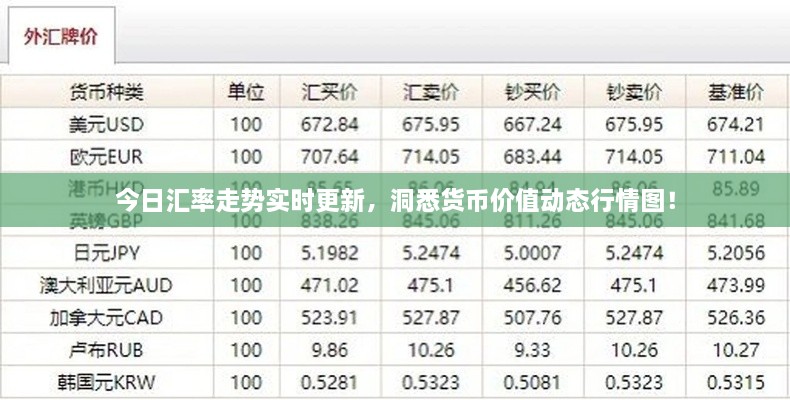今日匯率走勢實時更新，洞悉貨幣價值動態(tài)行情圖！