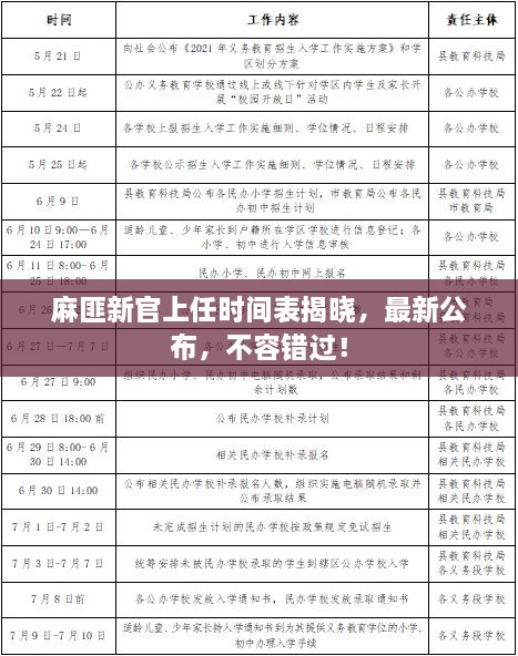 麻匪新官上任時(shí)間表揭曉，最新公布，不容錯(cuò)過！