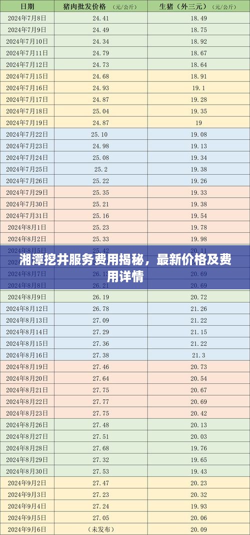 湘潭挖井服務(wù)費(fèi)用揭秘，最新價(jià)格及費(fèi)用詳情