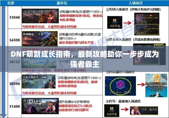 DNF萌新成長指南，最新攻略助你一步步成為強(qiáng)者霸主
